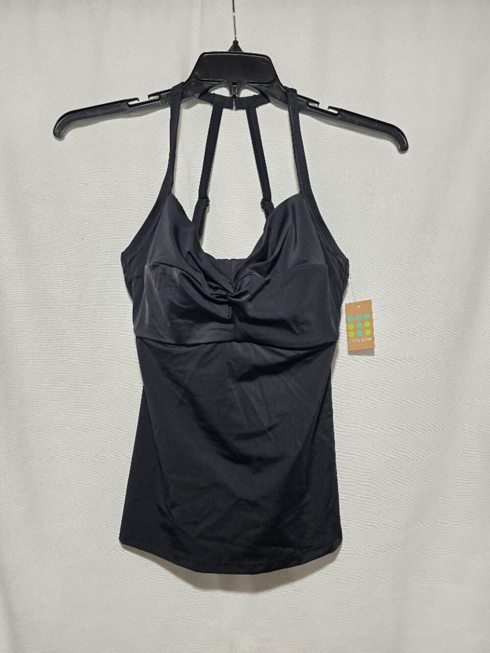 Title Nine Black Swim Tankini Top Twist Front Underwire Size 34DD NWT NEW